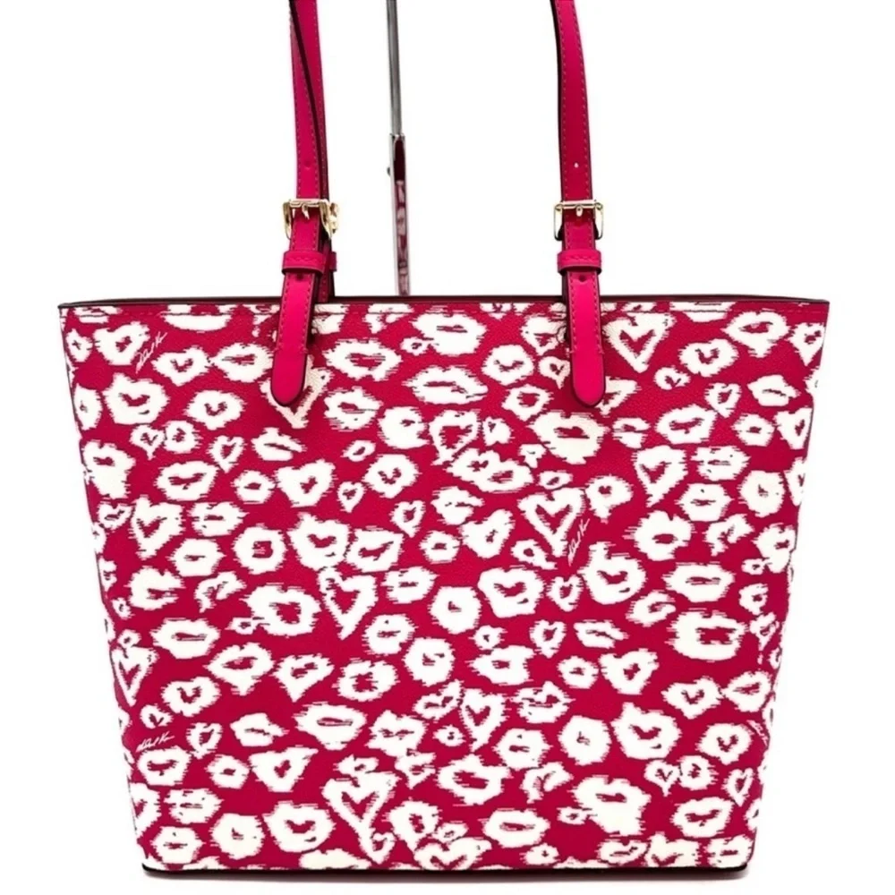 Michael Kors Jet Set Medium Pocket Tote Bag Electric Pink Multi